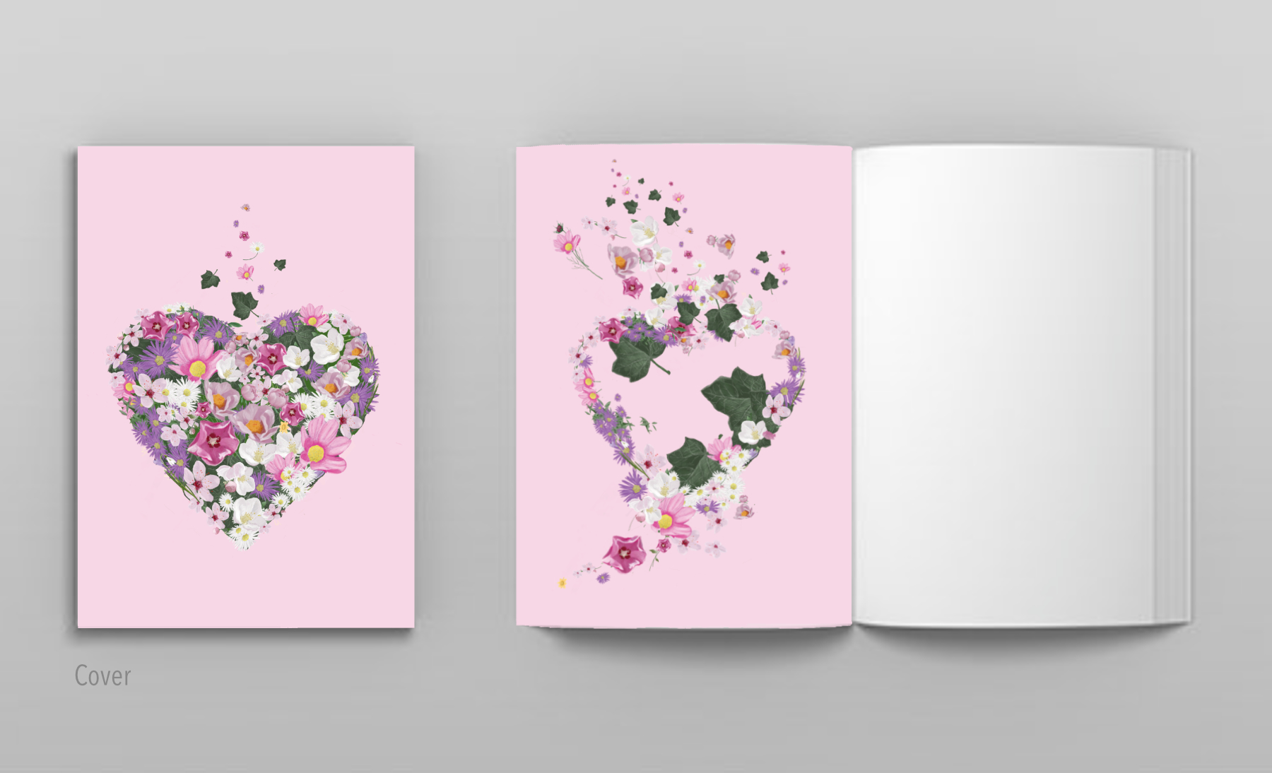 Booklet A5 - m-illu - Flower heart pink Booklet A5 - m-illu - Flower heart pink