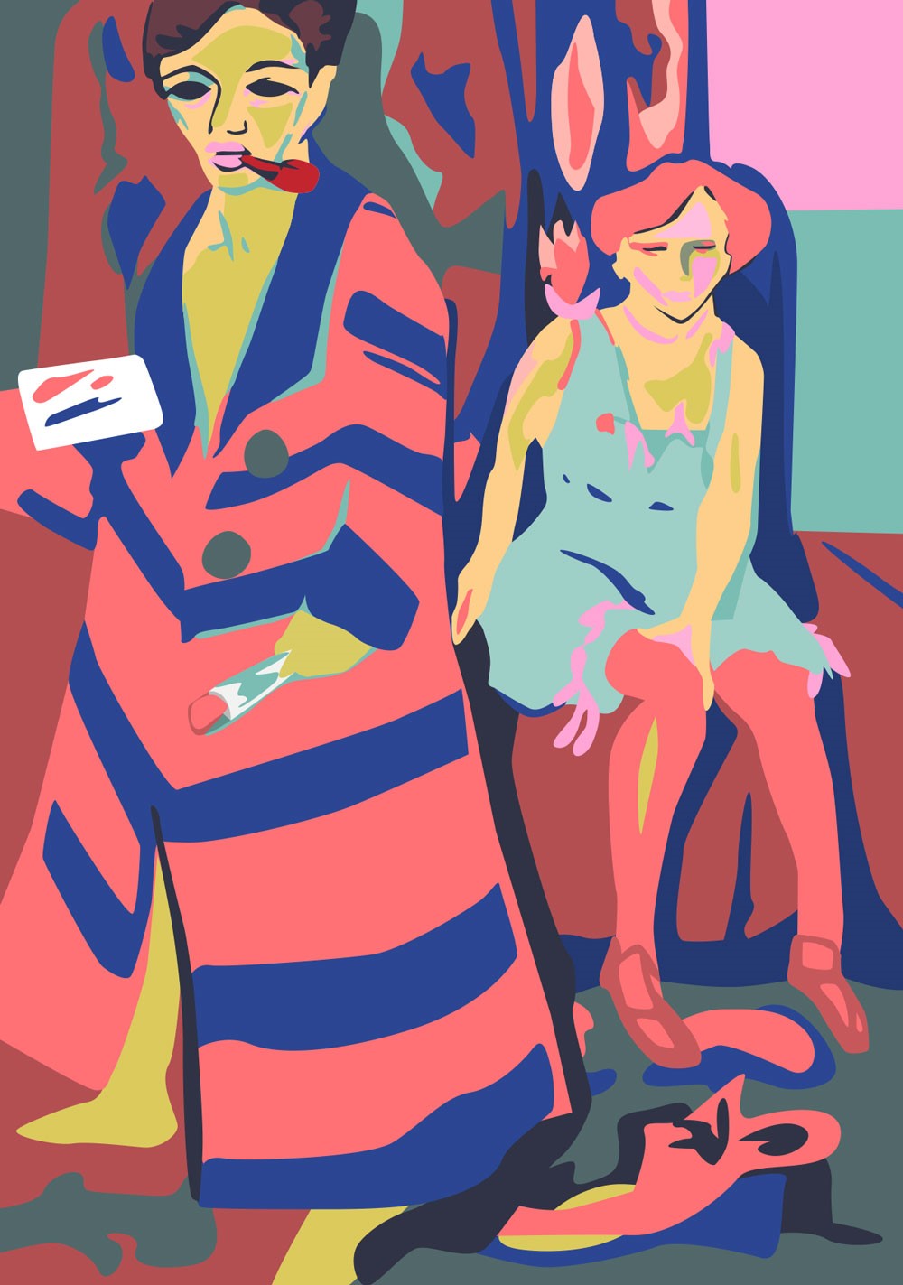 Postkarte - Museum Art - Painter and Model, Kirchner Postkarte - Museum Art - Painter and Model, Kirchner