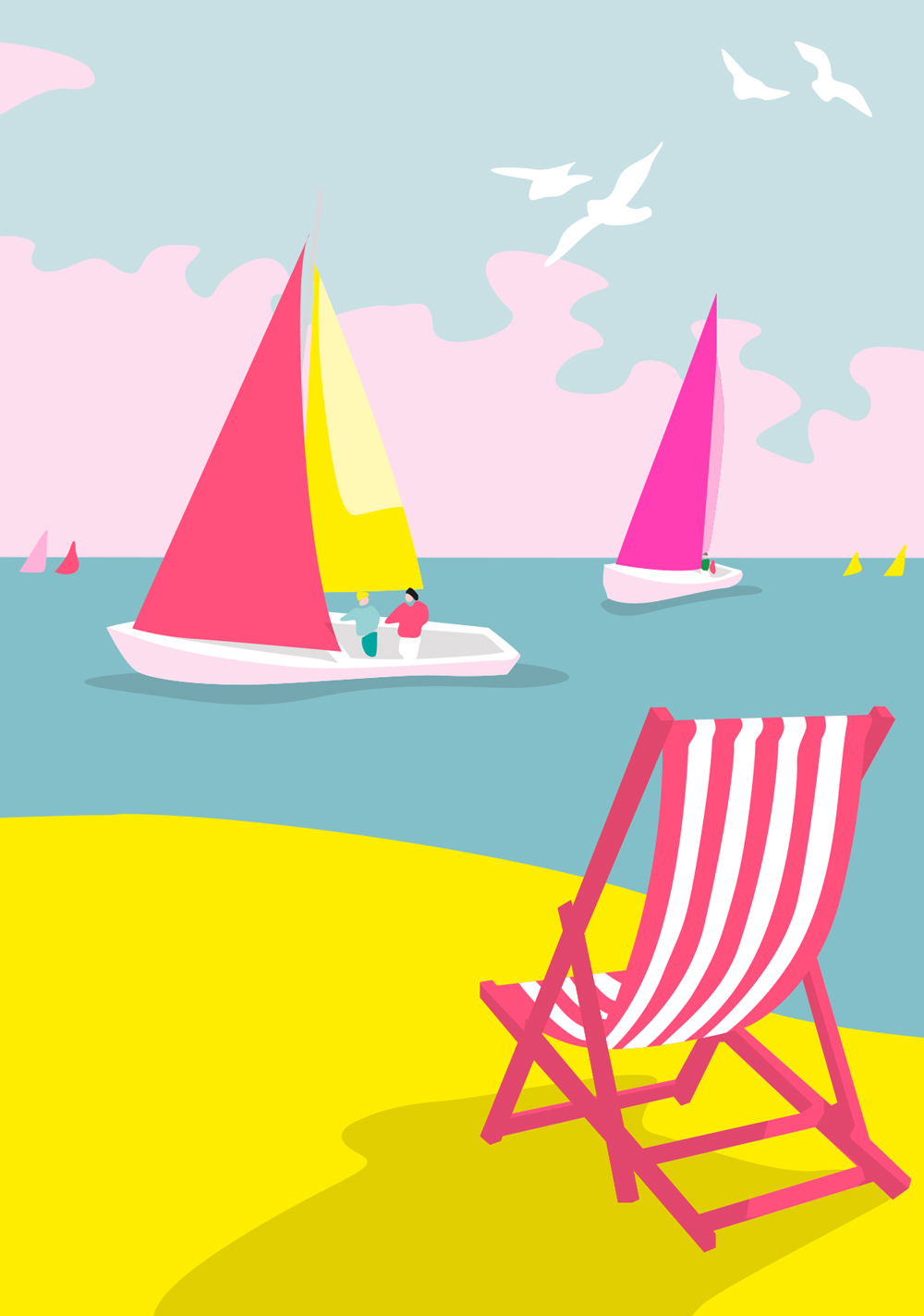 Postcard - luminous - sailing boats