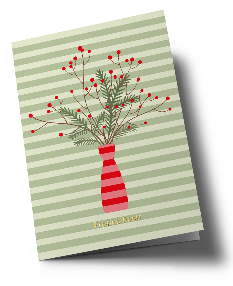 C6 folding card – Toni Starck – Winter Branches Stripes
