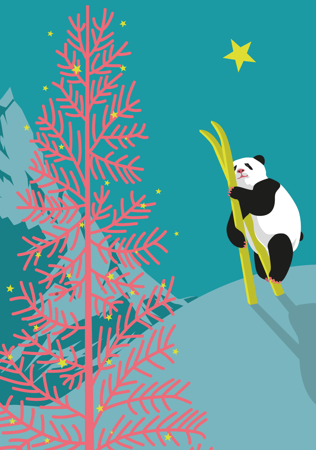 Postkarte - luminous - Winter Panda