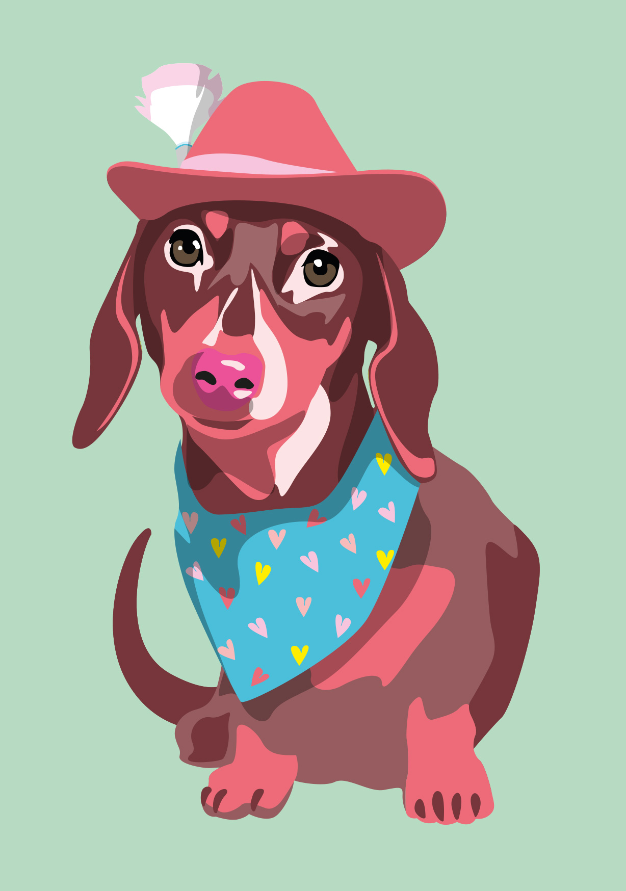 Postcard - luminous - Dachshund with hat Postcard - luminous - Dachshund with hat