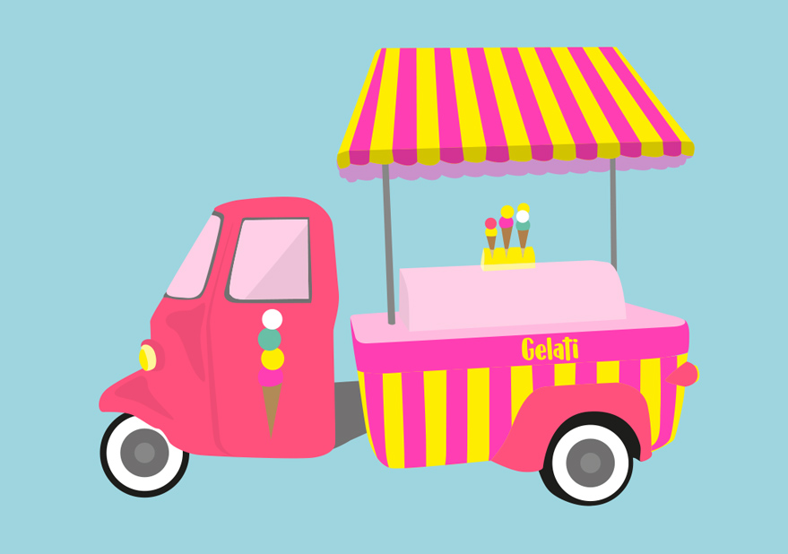 Postcard - luminous - Ice cream van