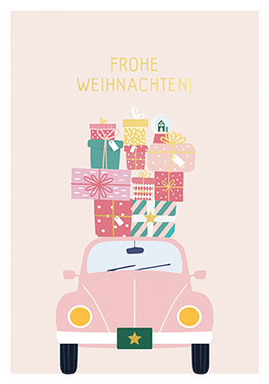 Postkarte - La Card - Auto mit Geschenken Postkarte - La Card - Auto mit Geschenken