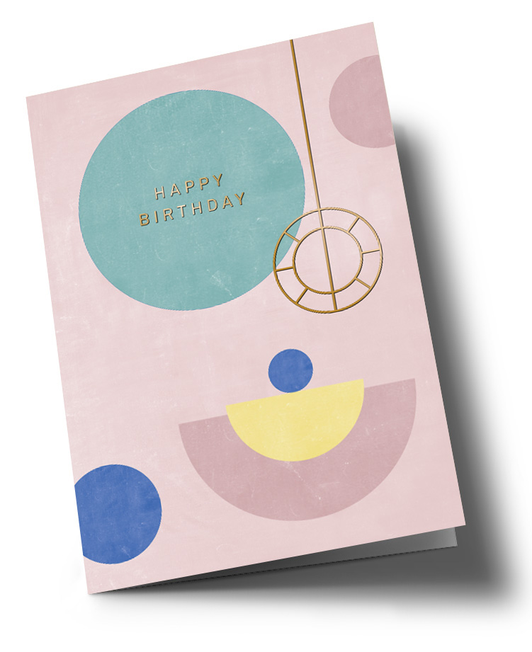 Doublecard C6 - Designfräulein - Happy Birthda, Gold foil