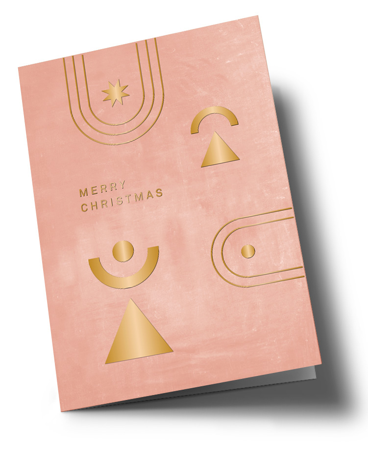Doublecard C6 - Designfräulein - Xmas Geometric Lines rose, Gold foil