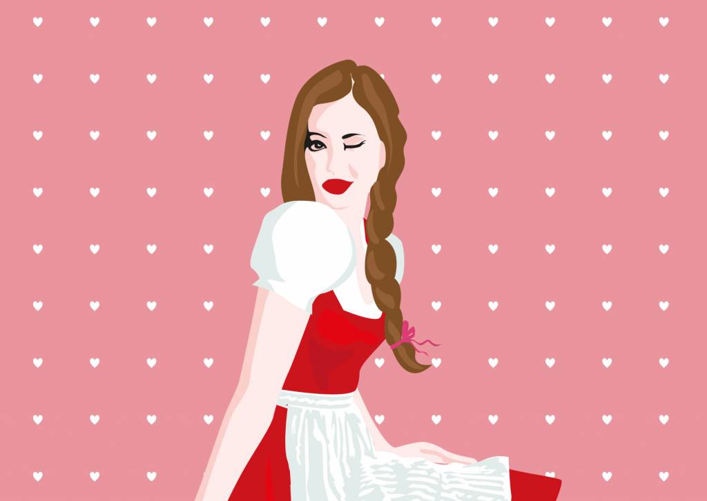 Postcard - crissXcross - Woman with dirndl Postcard - crissXcross - Woman with dirndl