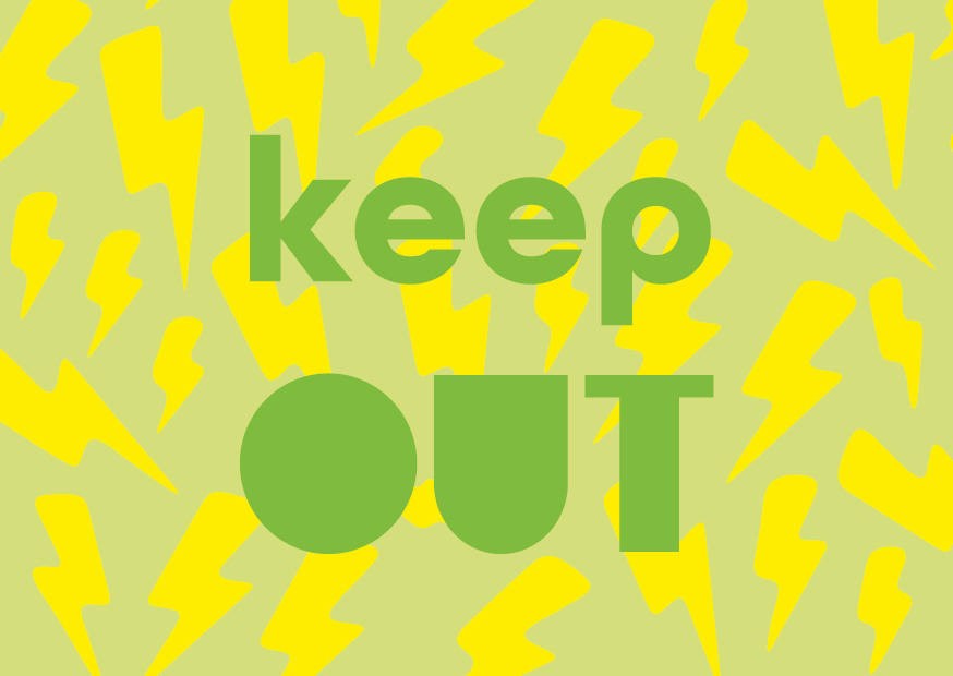 Postcard - happy wrong - keep out