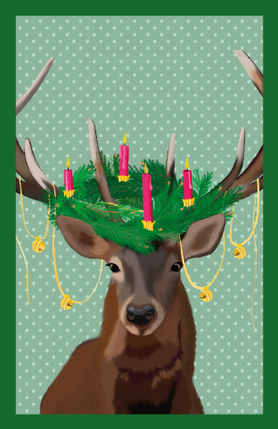 Minicard - Toni Starck - Hirsch mit Kranz