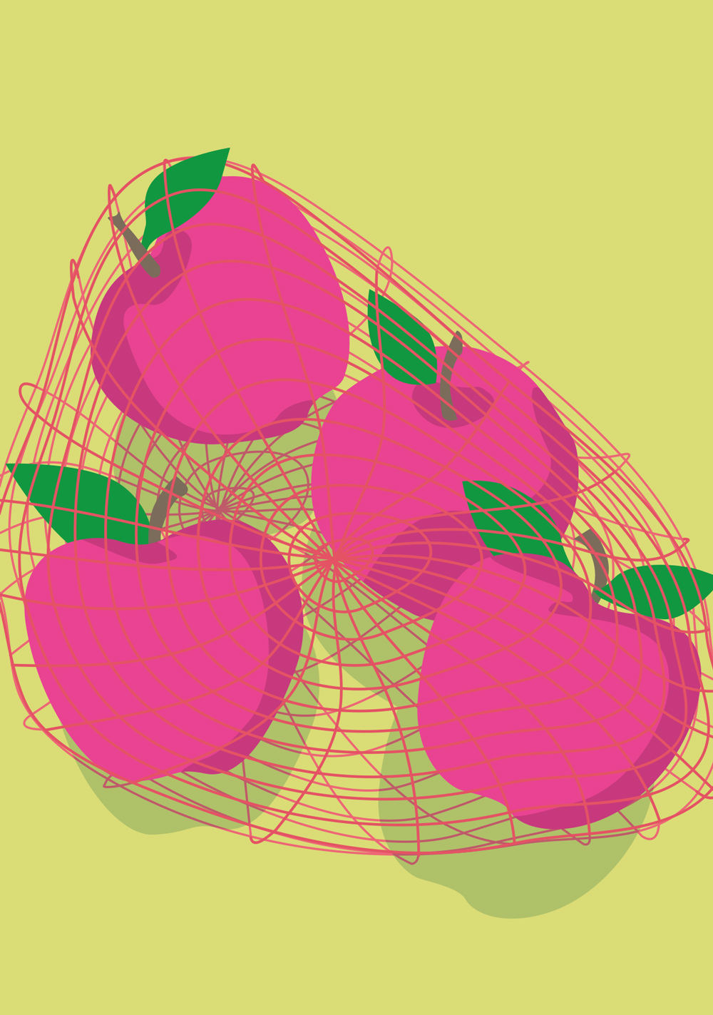Postcard - neonstyle - Apples in the net