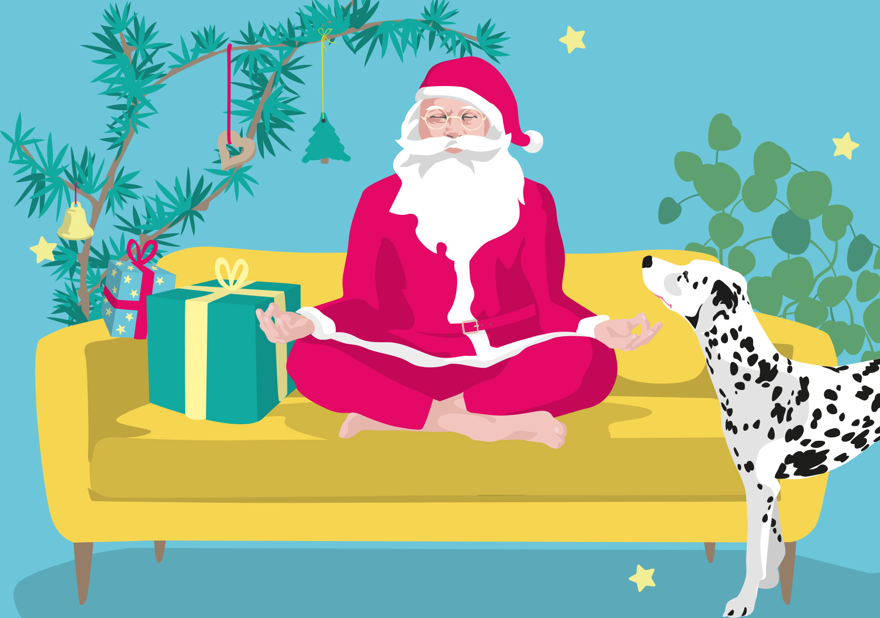 Postkarte - Lucky Cards - Yoga Weihnachtsmann
