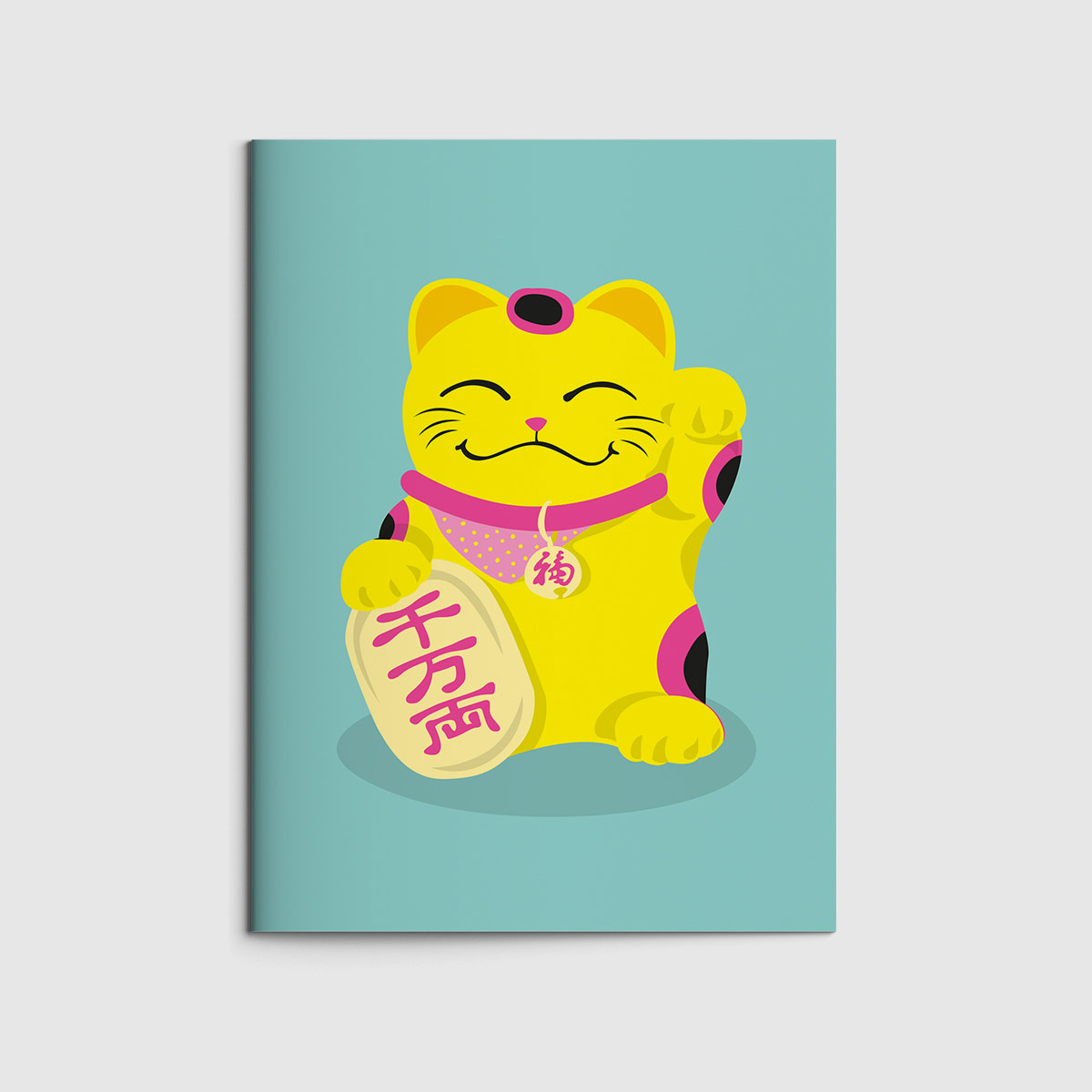 A6 Notebook - neonstyle - Waving Cat