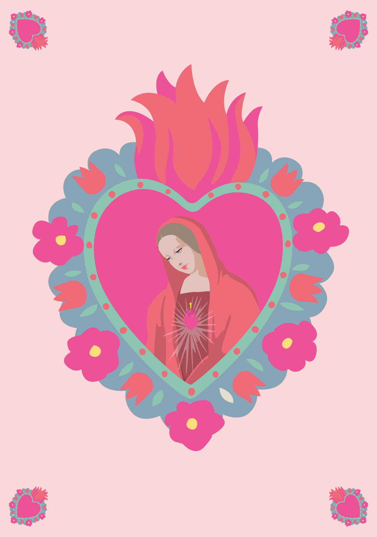 Postkarte - Happiness - Flaming Heart Madonna Postkarte - Happiness - Flaming Heart Madonna