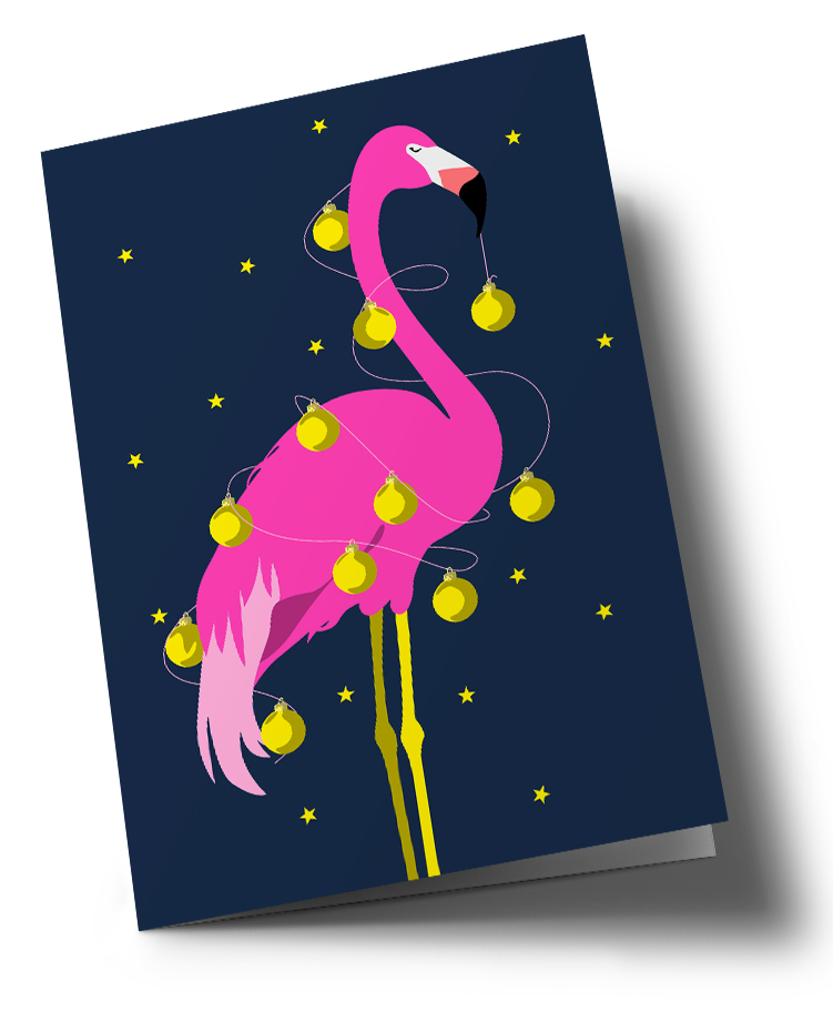 C6 folding card - Happiness - Flamingo
