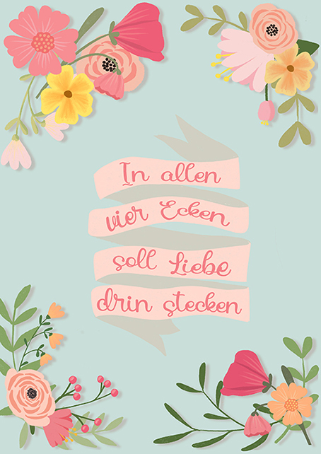 Postcard - Toni Starck - Four flower corners