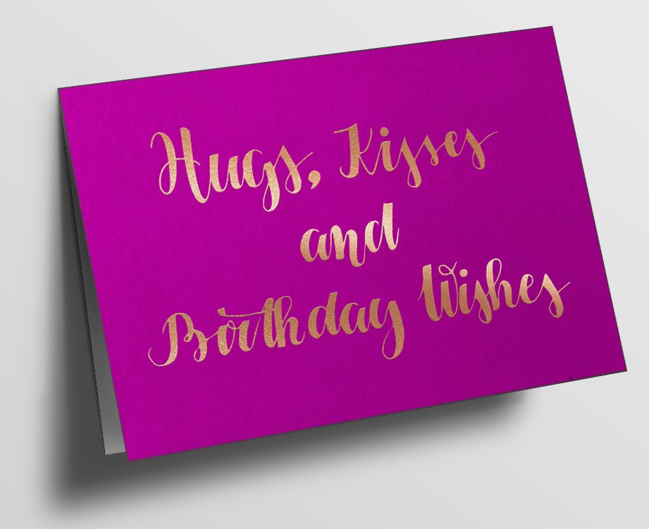 Klappkarte C6 - pure - Hugs, kisses and birthday wishes, pink