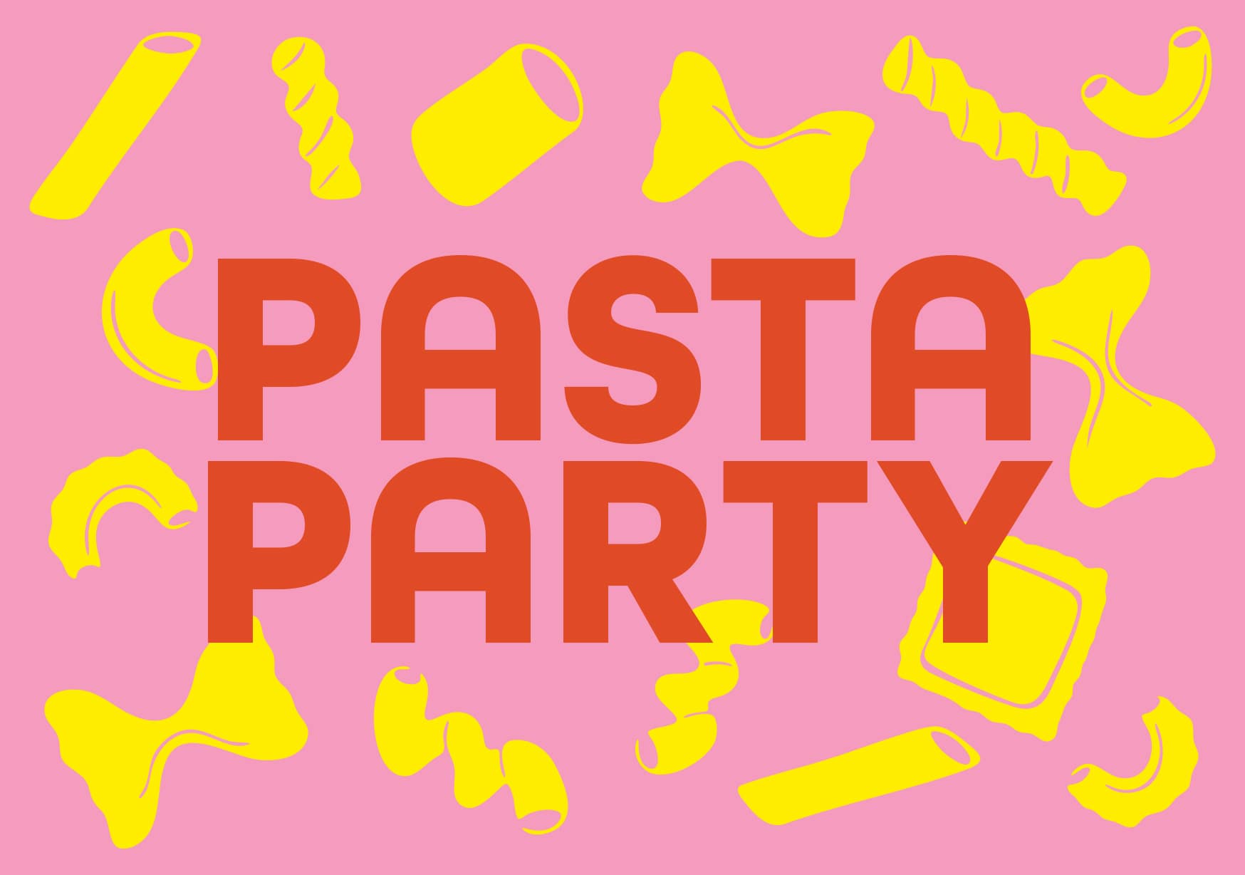 Postcard - happy wrong - Pasta Party
