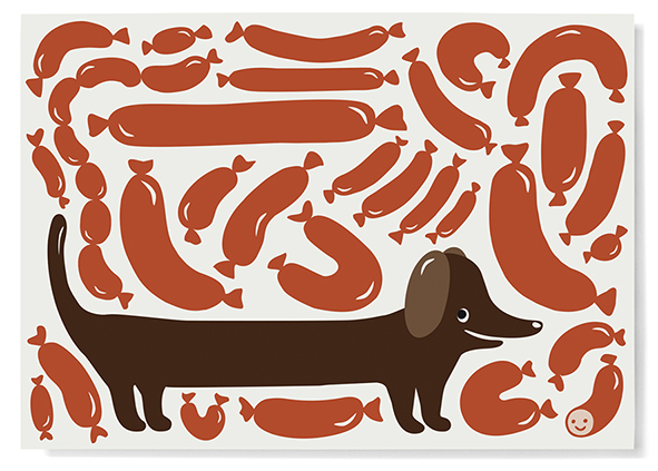 Postkarte - familytree - Wursthund