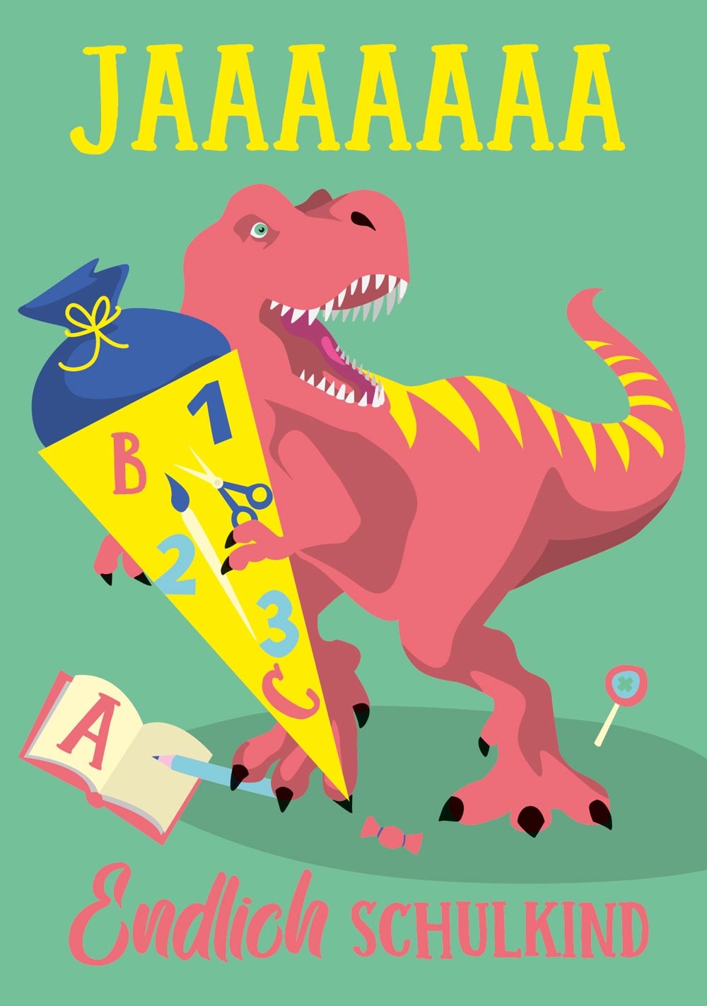 Postkarte - luminous - Endlich Schulkind Postkarte - luminous - Endlich Schulkind