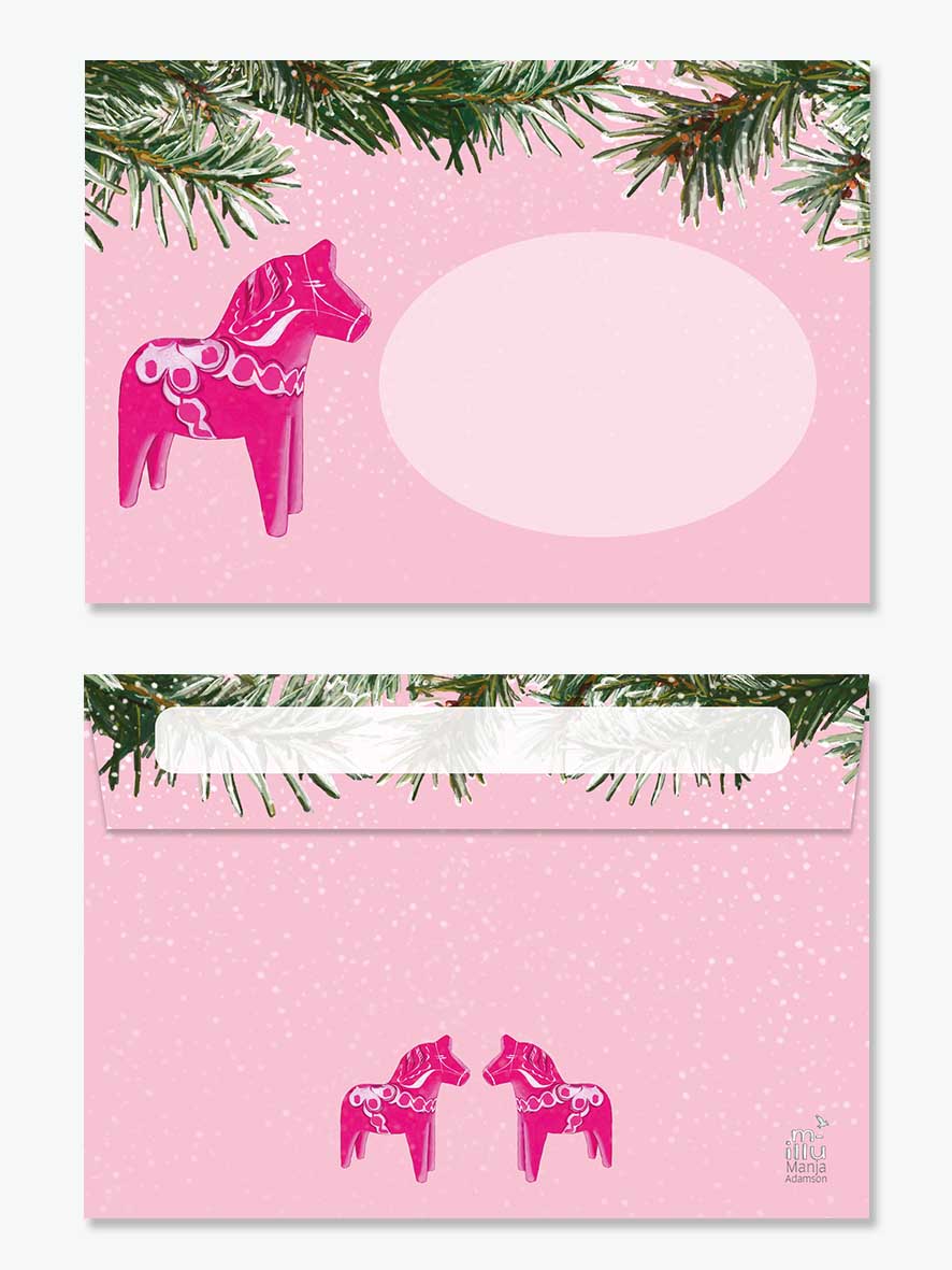 Envelope - m-illu - horse pink