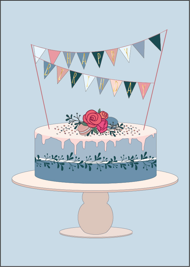 Postcard - Toni Starck - birthday cake