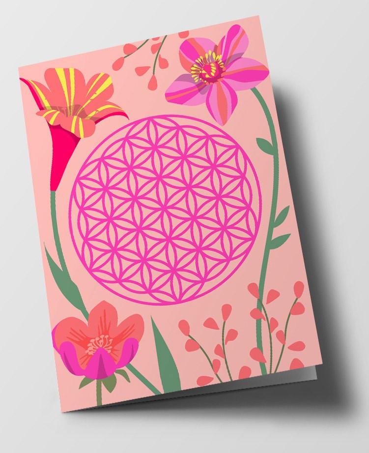 Klappkarte C6 - Happiness - Flower of Life