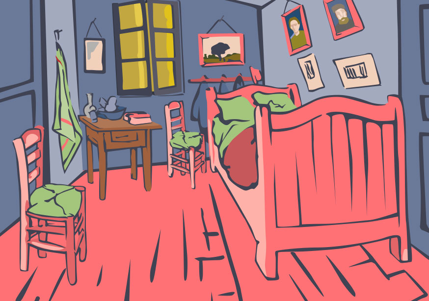Postcard - Museum Art - Bedroom in Arles 188, van Gogh Postcard - Museum Art - Bedroom in Arles 188, van Gogh