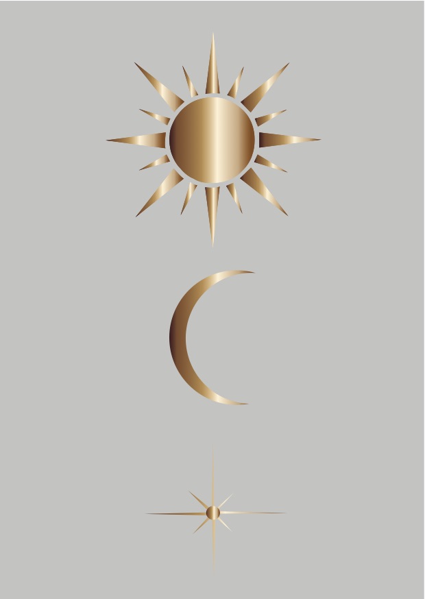 Postkarte - Toni Starck - sun, moon, star