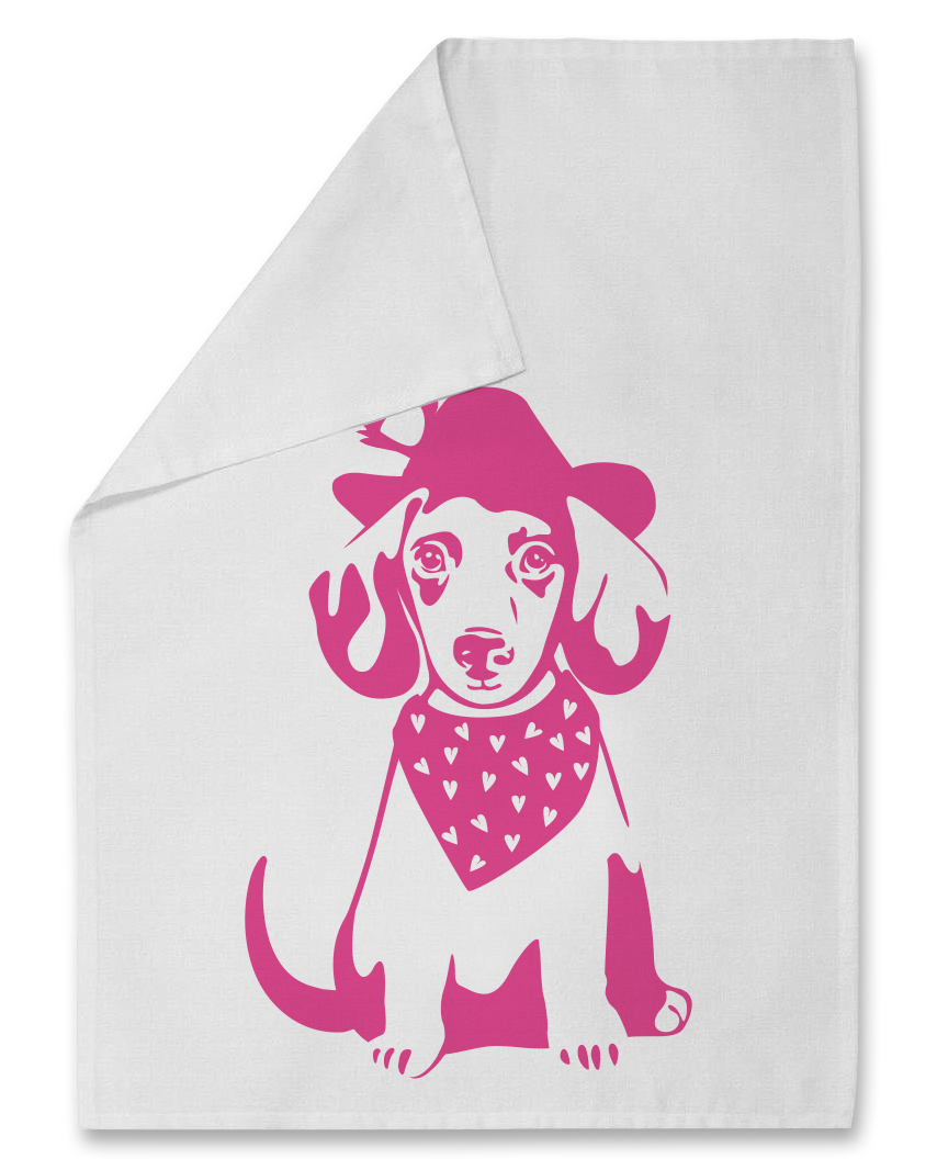 Tea towel - Dachshund with hat