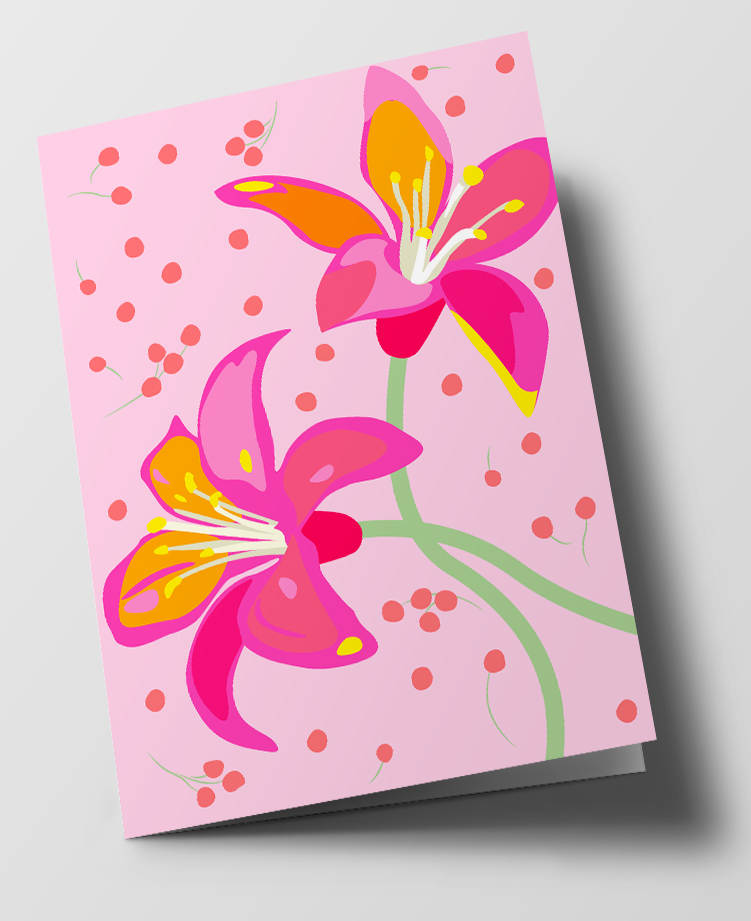 Klappkarte C6 - Happiness - pink Lilly