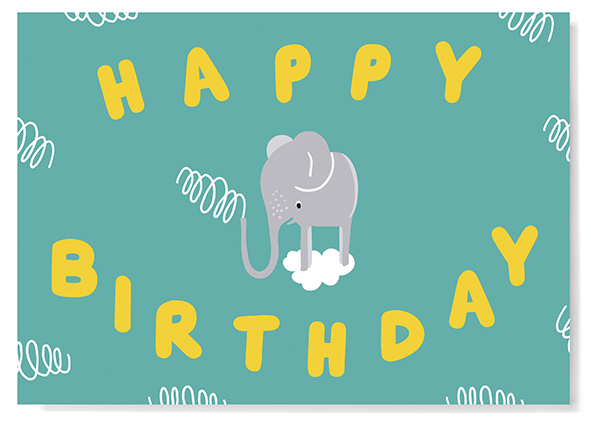 Postcard - familytree - Birthday Elefant Postcard - familytree - Birthday Elefant