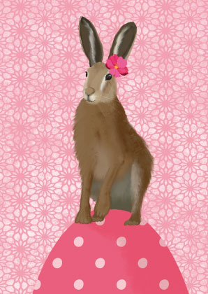 Postcard - Toni Starck - Rabbit sitting on an egg