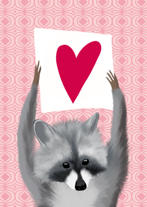 Postkarte - Toni Starck - Racoon with heart