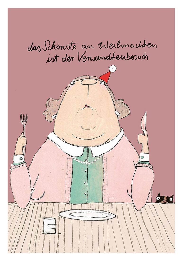 Postkarte - kittiekatstudio - verwandtenbesuch