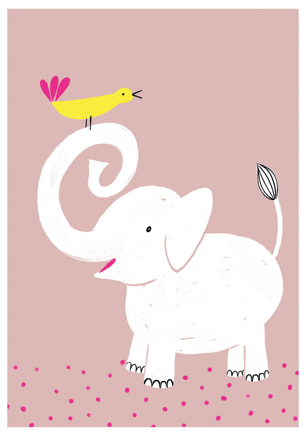 Postkarte - schönegrüsse - Vogel und Elefant