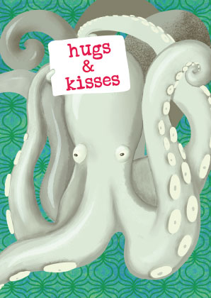 Postkarte - Toni Starck - Octopus hugs and kisses
