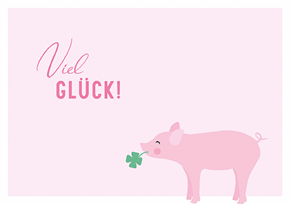 Postkarte - La Card - Glücksschweinchen