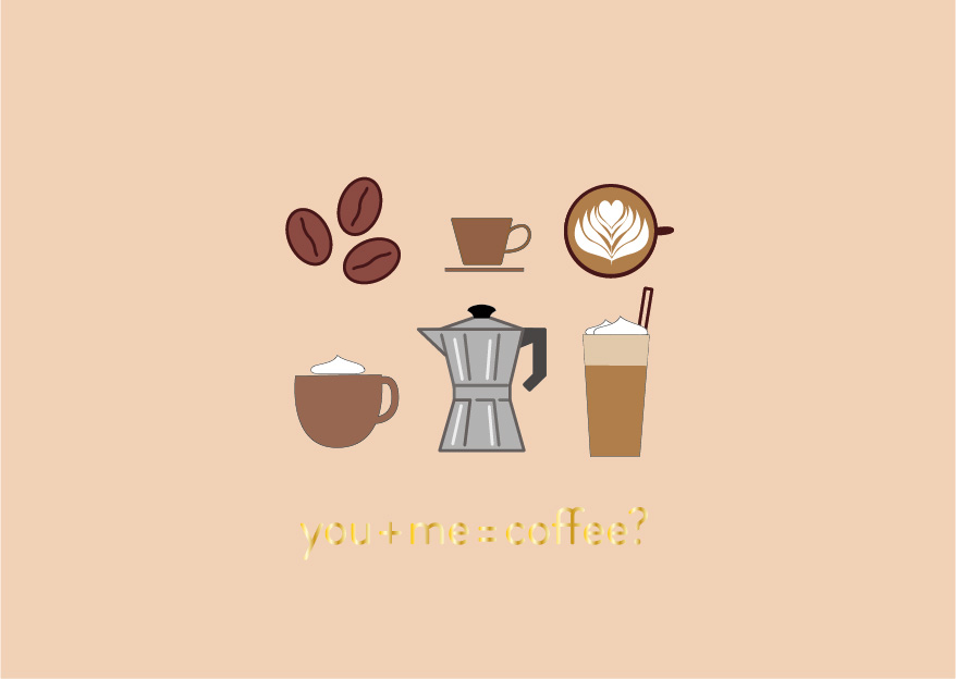 Postcard - Toni Starck - you+me=coffee?
