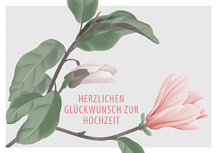Klappkarte C6 - La Card - Hochzeit, Hibiskus