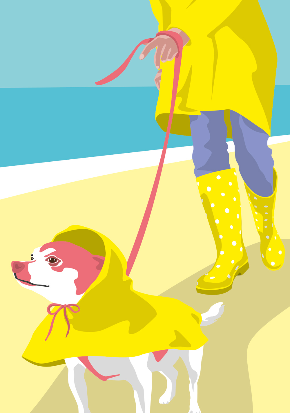 Postcard - luminous - Dog walk