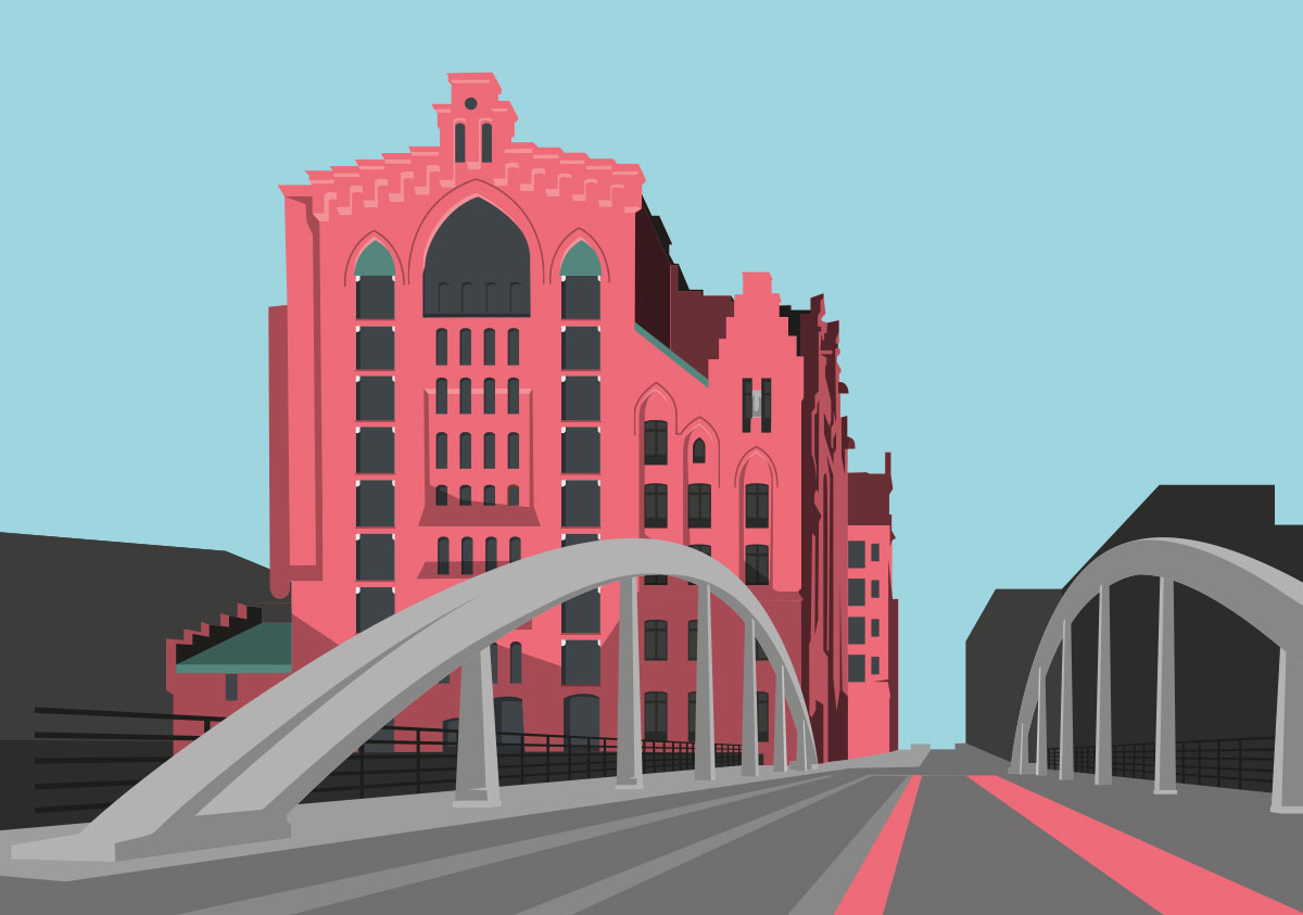 Postcard - Bon Voyage - Pickhuben-Brücke Hamburg