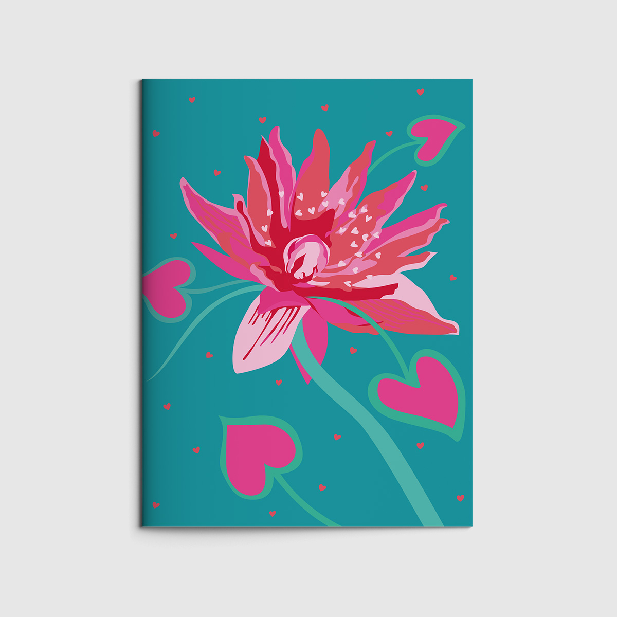 Booklet A5 - happiness - Pink Flower