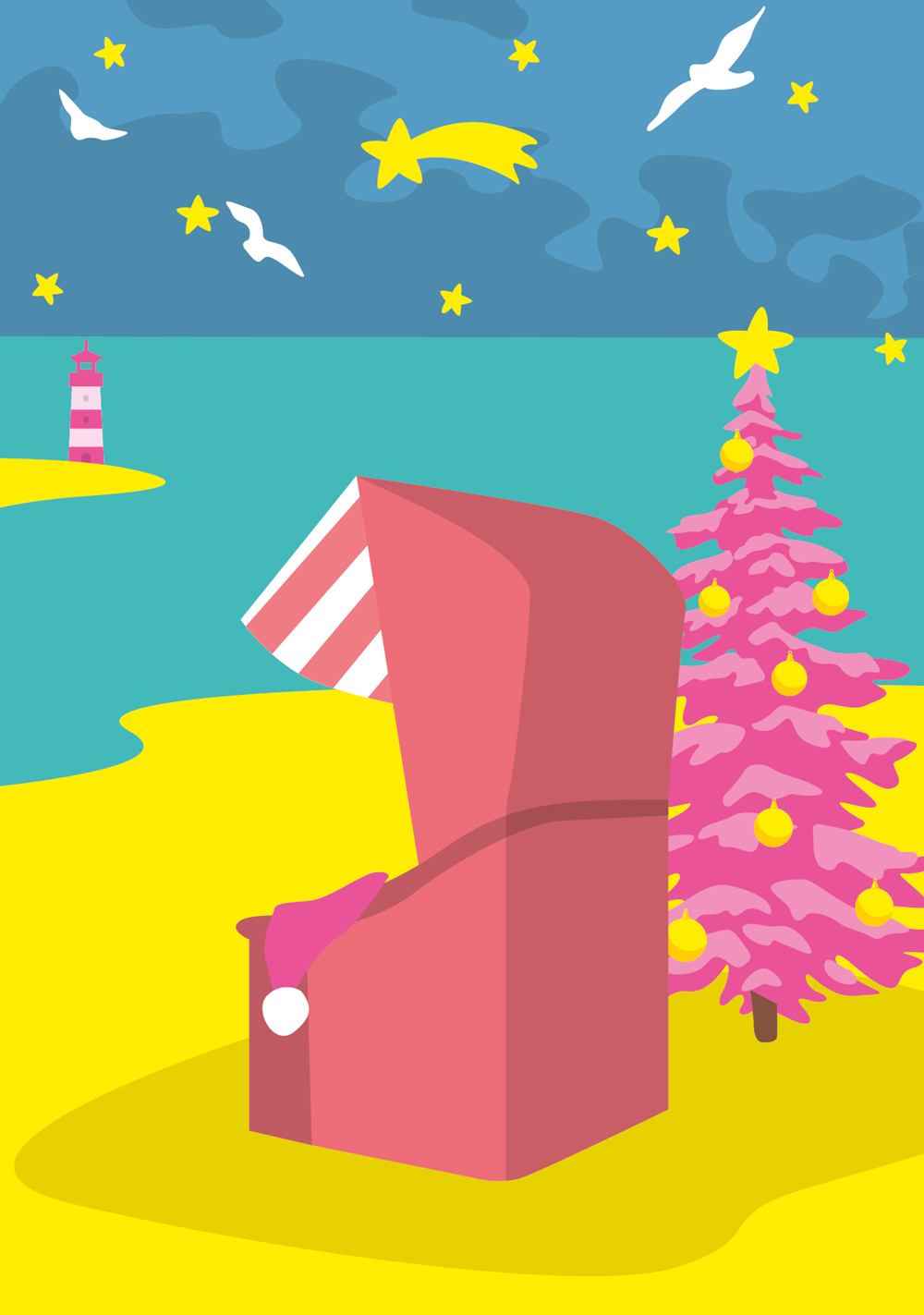 Postkarte - luminous - beach chair