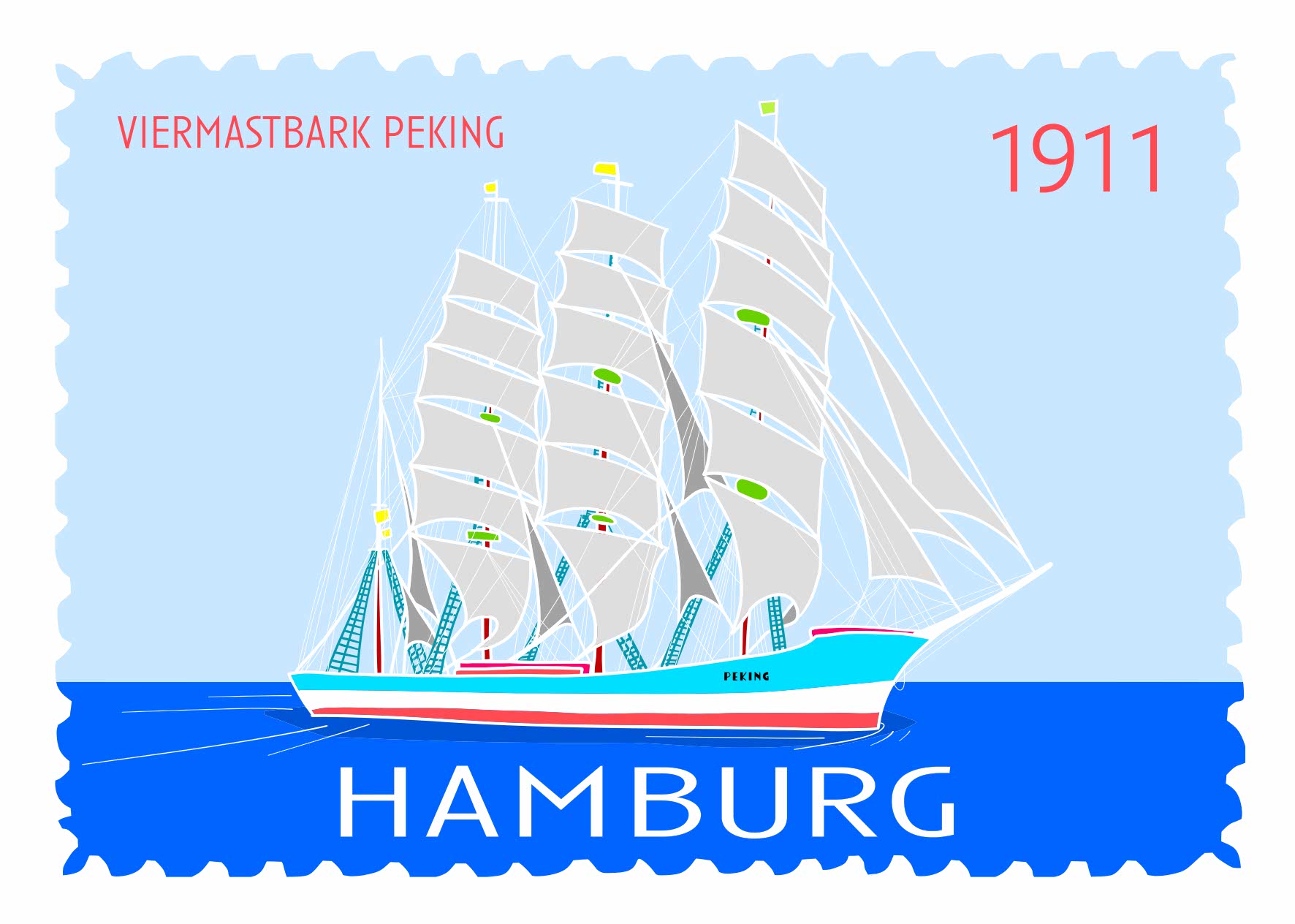 Postkarte - Limo & Mo - Viermastpark Peking Postkarte - Limo & Mo - Viermastpark Peking