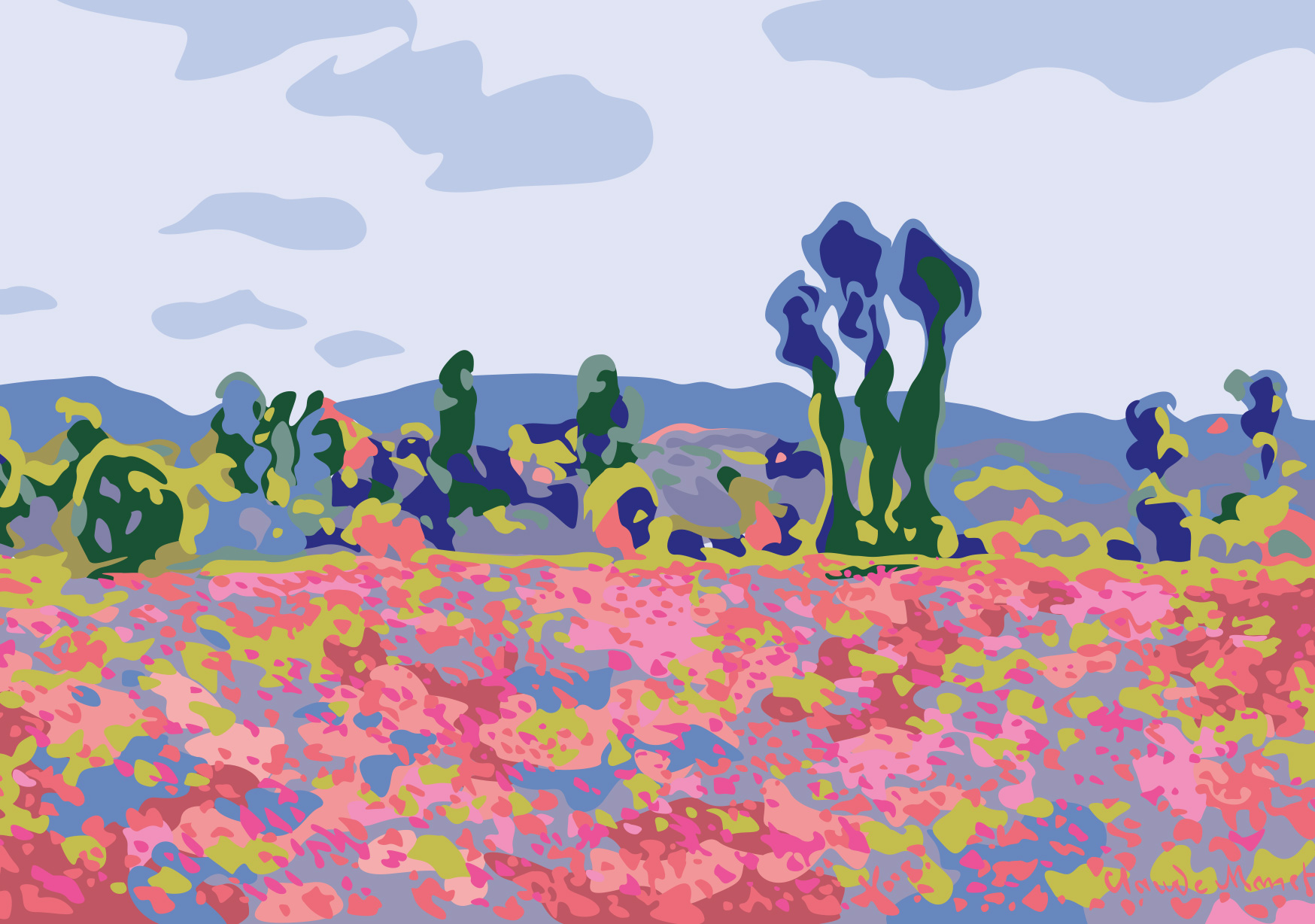 Postcard - Museum Art - Poppy Field, 1887, Monet Postcard - Museum Art - Poppy Field, 1887, Monet