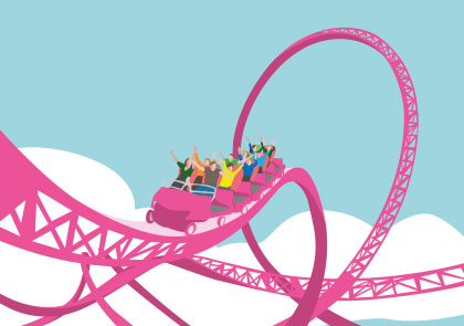 Postcard - luminous - Rollercoaster Postcard - luminous - Rollercoaster