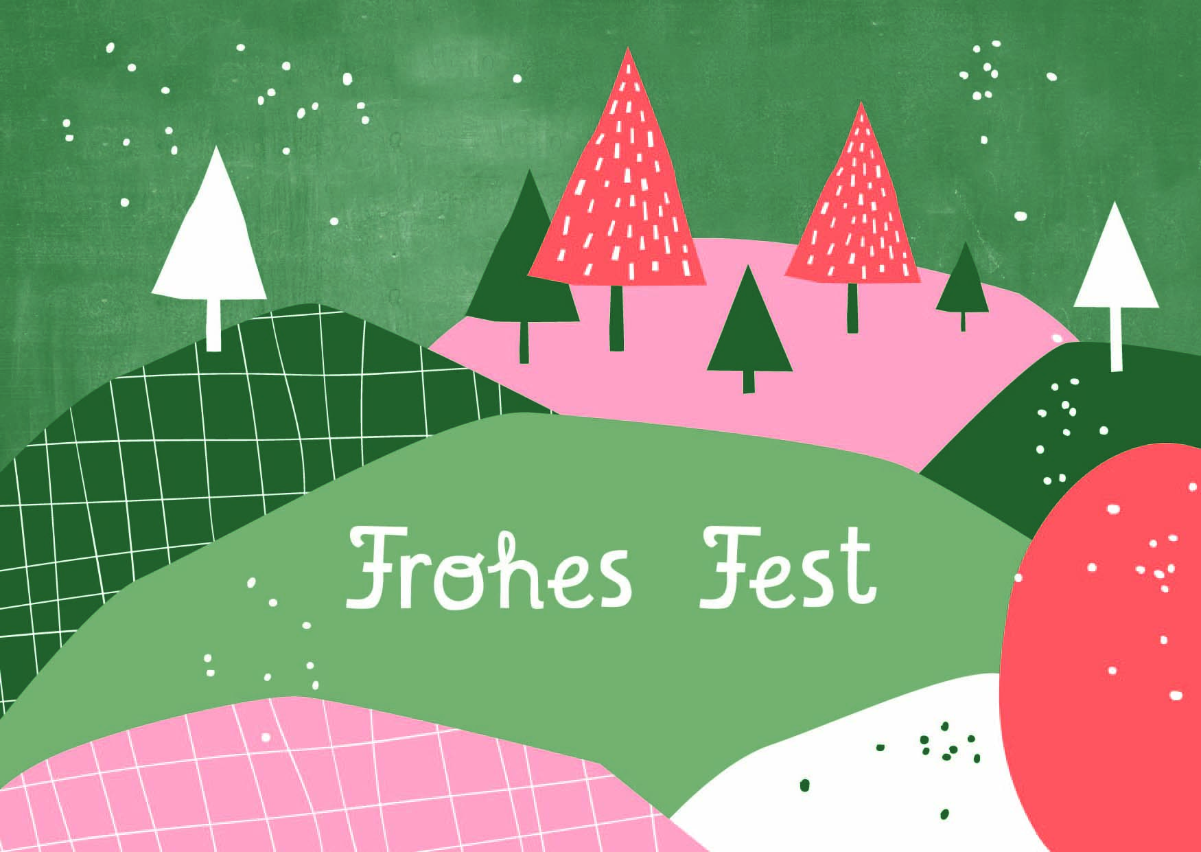 Postkarte - Designfräulein - Frohes Fest Landschaft