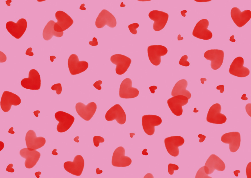Postkarte - m-illu - pink hearts