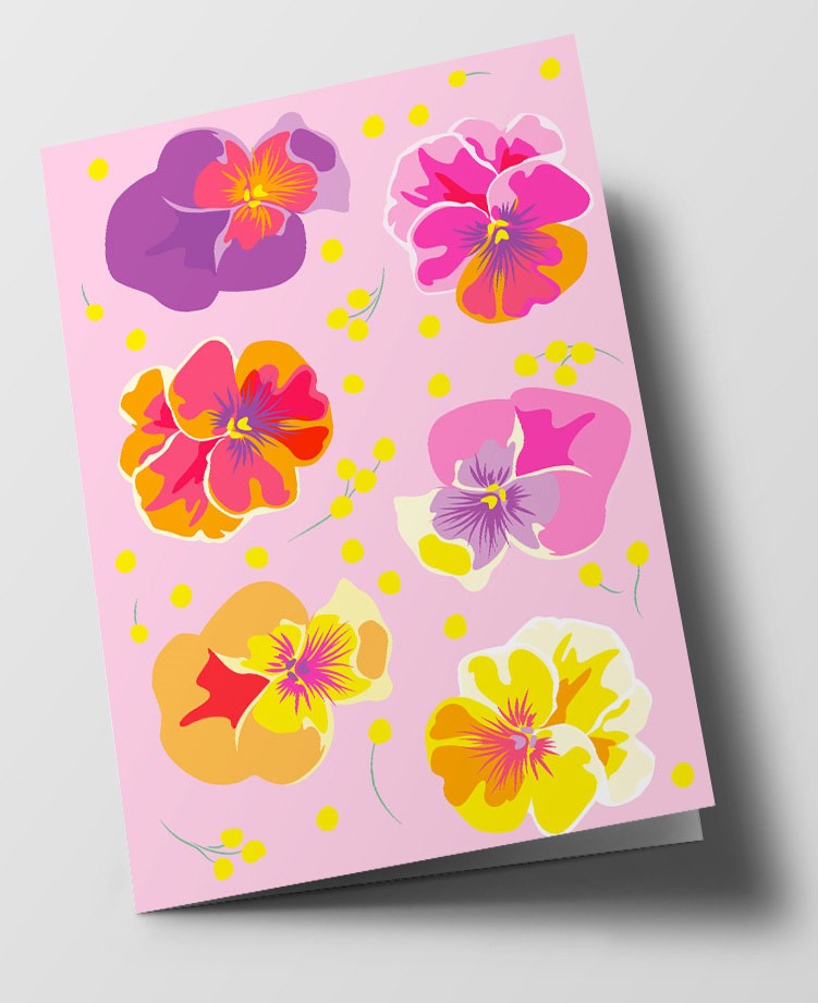 C6 folding card - Happiness - Pink Viola