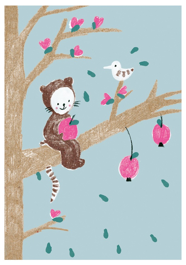 Postkarte - schönegrüsse - Tierchen auf Baum